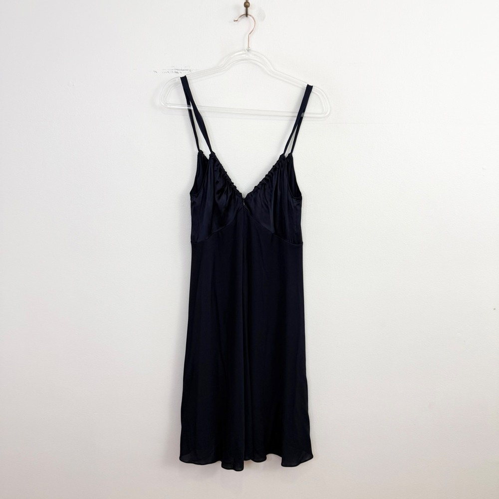 Vintage Vera Wang Navy Silk‎ Blend Tie Front Slip Dress S - Picture 4 of 7